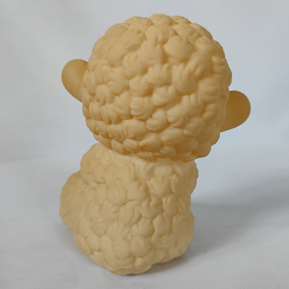 Vintage Squeaky Toy Lamb Holding Yellow Flowers Baby Sheep Rubber Squeaking Toy - Picture 3 of 9